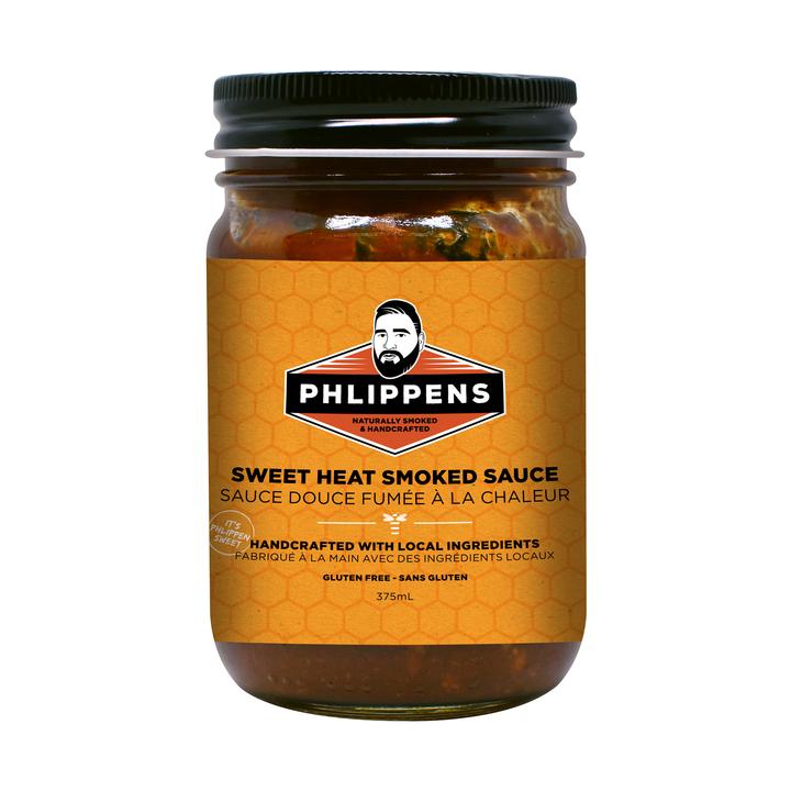 Jar of Phlippens sweet heat smoked sauce against a white background
